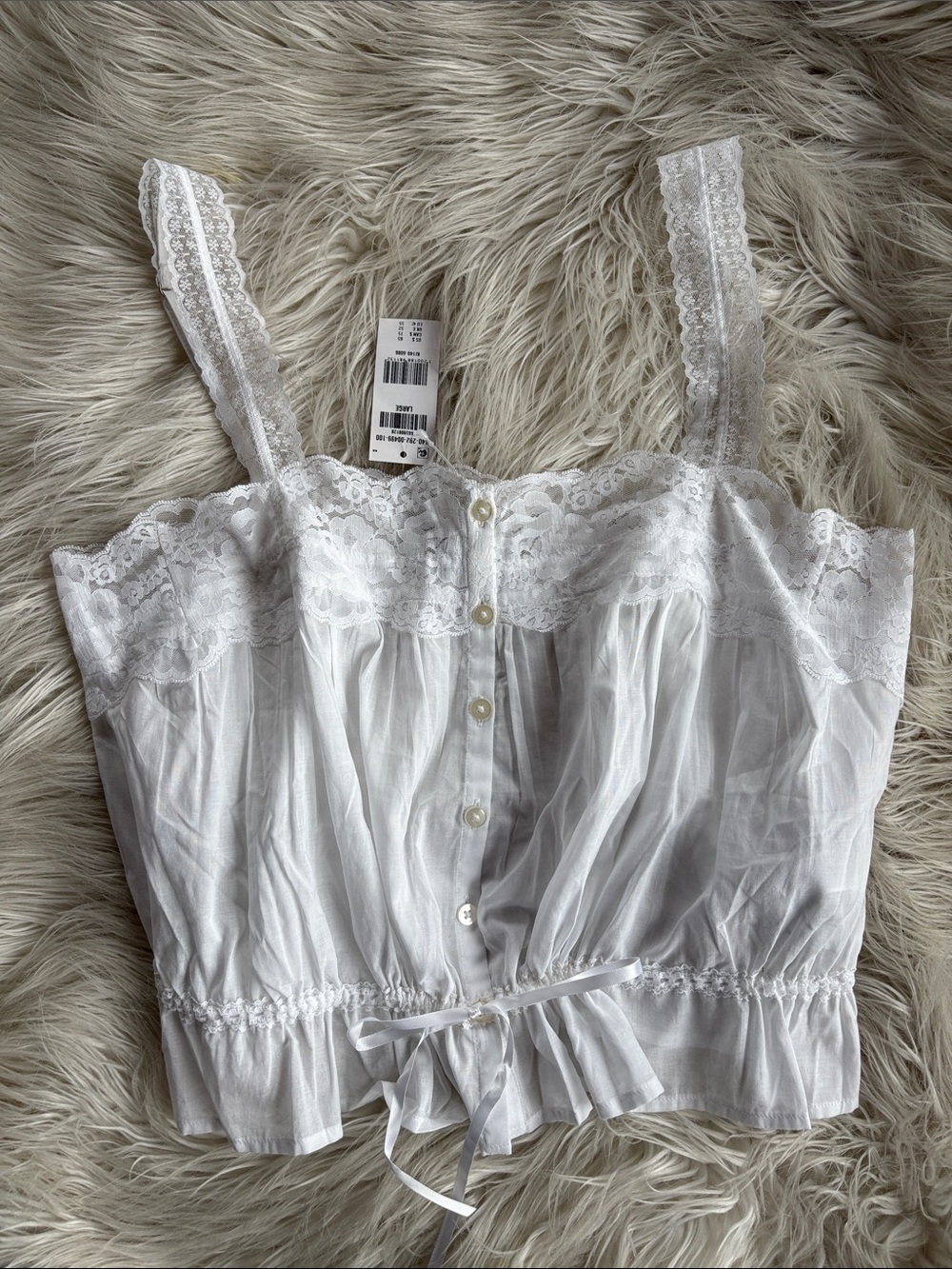 A&F NWT Lace-Trim Cinched Button-Through Cami